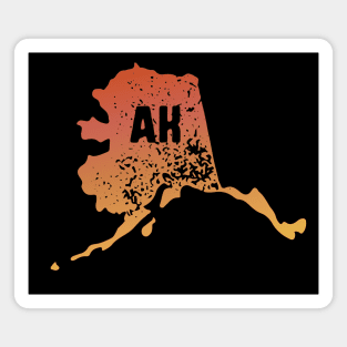 US state pride: Stamp map of Alaska (AK letters cut out) Magnet